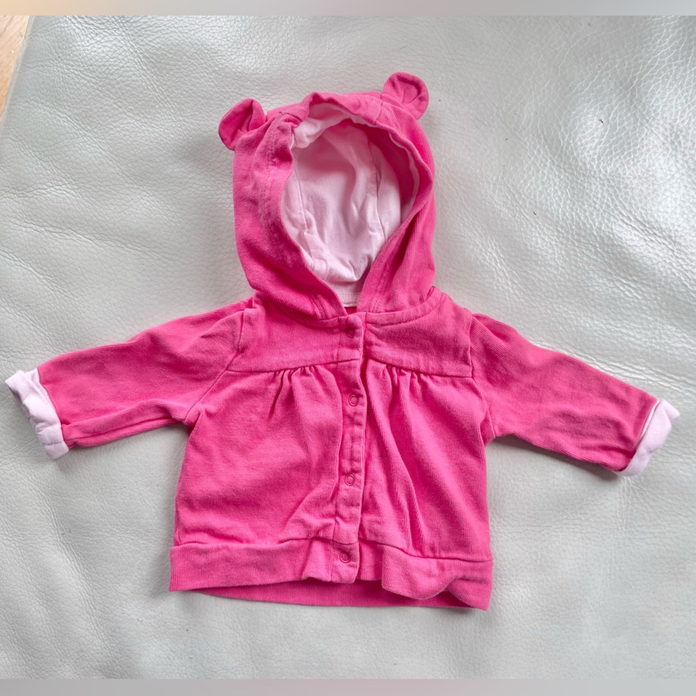 4/$20💥Gap Bear Ears Hoodie Sweatshirt, Snap Up Cardigan Jacket, Baby Girl Pink